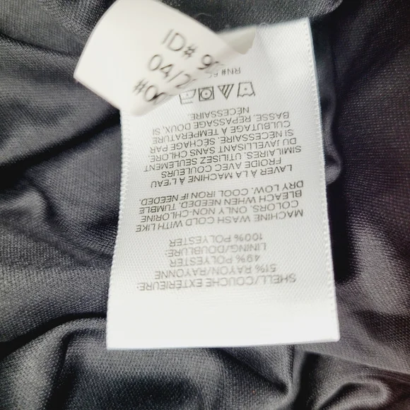 EXPRESS Slip Dress Womens Black Small Satin V-Neck Asymmetrical Midi Coctail - Picture 11 of 12